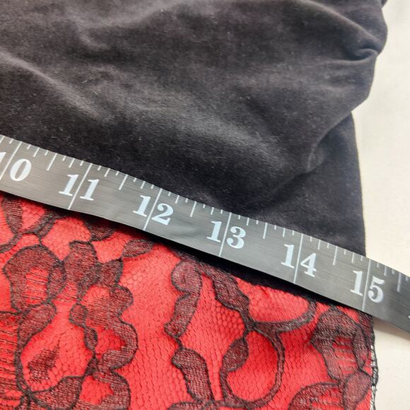 Handmade Vintage Gothic Red Black Velvet Lace Maxi Victorian Maxi Dress Small - Picture 9 of 11